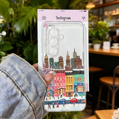 For Samsung Galaxy S25 Cute Winter Snow Case for Samsung S24 S23 Ultra S 25 24 Plus Christmas Tree Santa Claus Clear Phone Cover