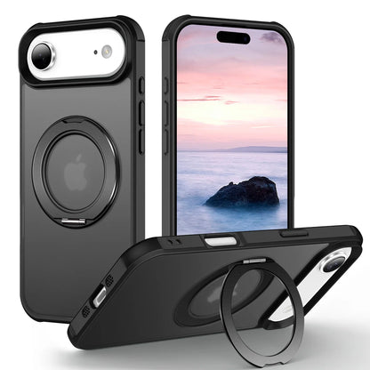 For iPhone 17/17 Pro/17 pro Max/17 Air Case with 360° Rotatable Matte Magnetic Ring Hidden Stand Drop-Proof Protection