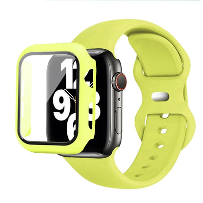 Silicone Strap+case for Apple Watch Band 44mm 40mm 45mm 41mm 49mm 42mm 38mm 44 45 Mm Bracelet Iwatch Ultra Series 7 Se 3 4 5 6 8