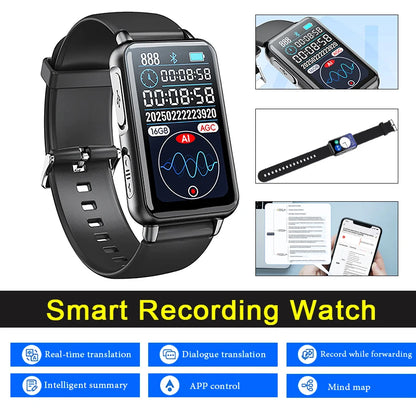 S18A Smart Recording Watch AI Intelligent Voice Recorder Real-time Transcription Translation Conversation Recording Bracelet