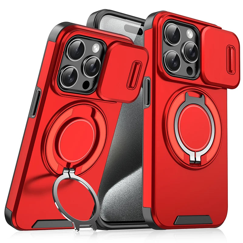 360°Rotating Hidden Metal Ring Car Holder Soft TPU+Hard PC Bumper Phone Case For IPhone 15 Pro Max 13 12 11 14 16 Pro Max Plus
