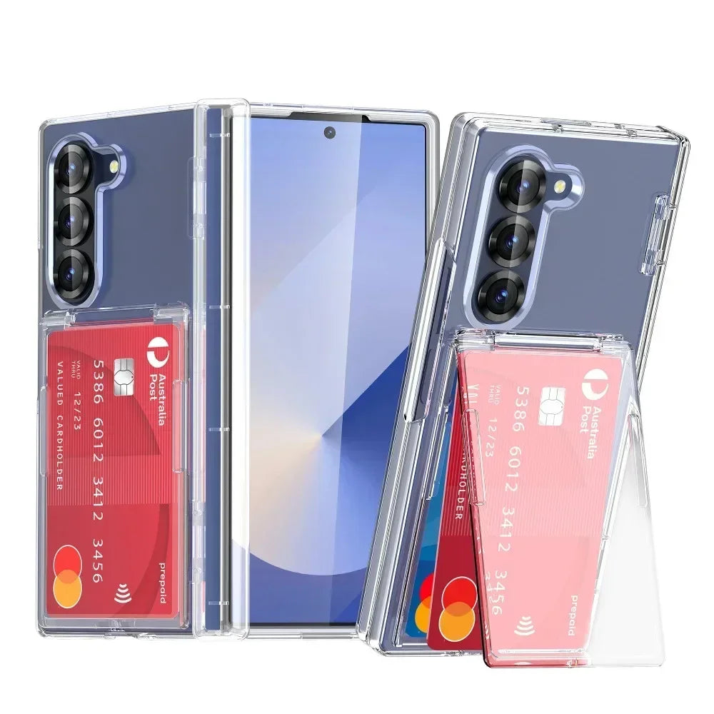 Kickstand Folding Bracket Flip Card Slot Holder Phone Case For Samsung Galaxy Z Fold 7 6 5 Fold7 Fold6 Fold5 5G Matte Cover