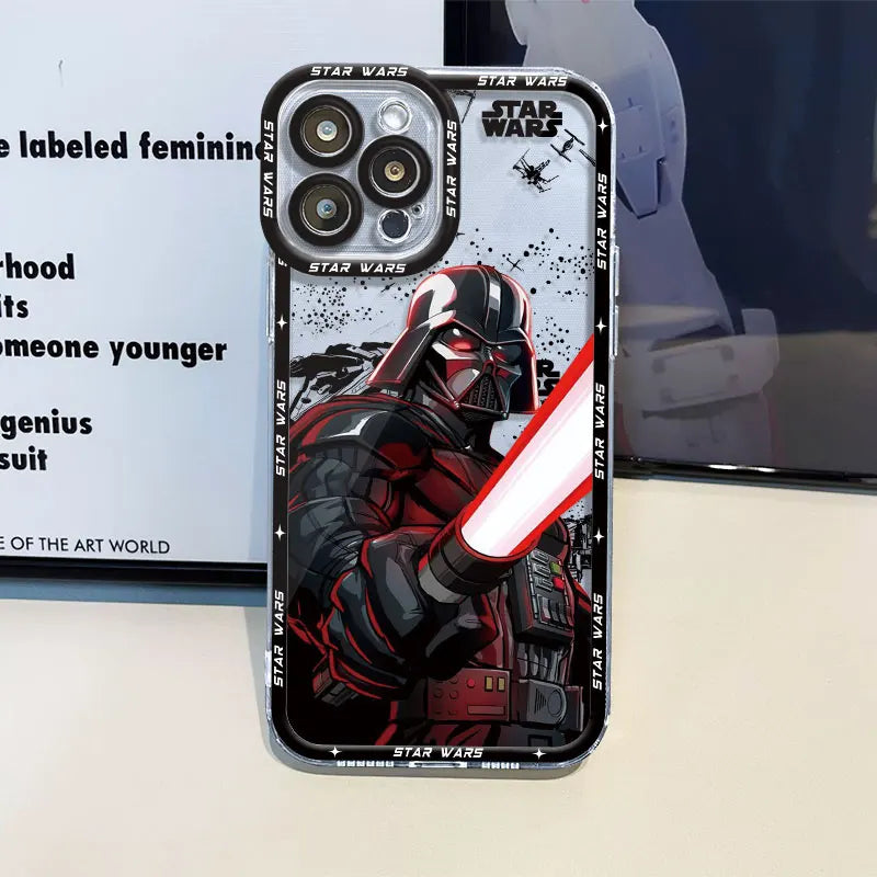 Stars Anime Wars Phone Case for iPhone 7 8 XR 13 Mini 11 12 Pro XS Max 14 Pro Max SE 15 Plus Shell TPU Cover Transparent Soft