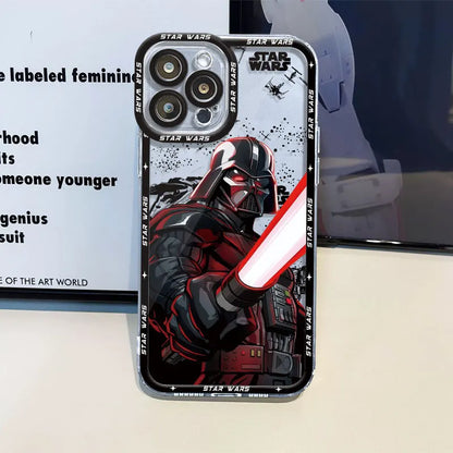 Stars Anime Wars Phone Case for iPhone 7 8 XR 13 Mini 11 12 Pro XS Max 14 Pro Max SE 15 Plus Shell TPU Cover Transparent Soft