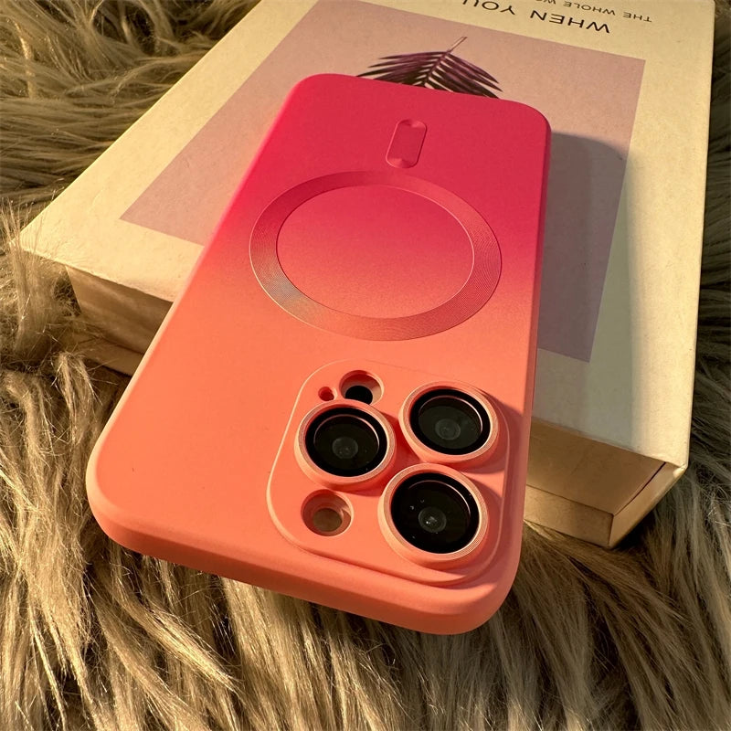 Luxury Magsafe Wireless Charge Gradient Pattern Phone Case For iPhone 11 16 13 14 Pro Max Plus Soft Magnetic Silicone Cover