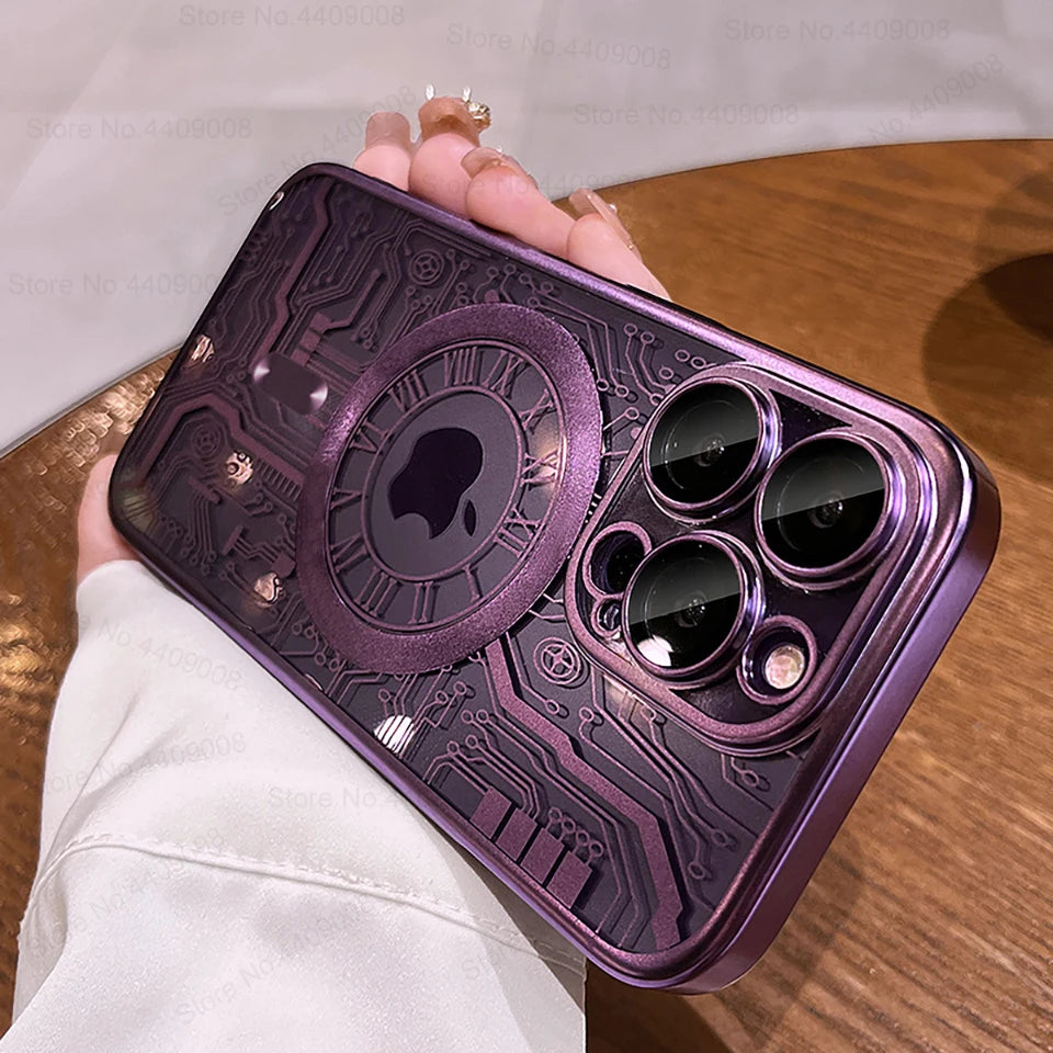 Luxury Plating For Magsafe Wireless Charge Case For iPhone 11 12 13 14 15 16 Pro Max Plus Phone Cases Soft Magnetic Bumper Cover