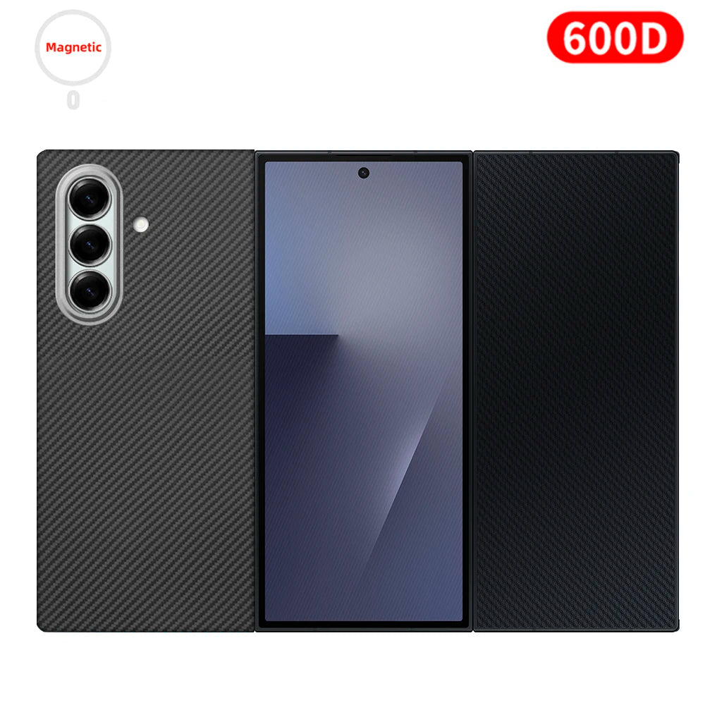 For samsung galaxy z trifold aramid case 600d kevlar carbon aramid fiber fabric thin hard cover magnetic balck Slim light premiu