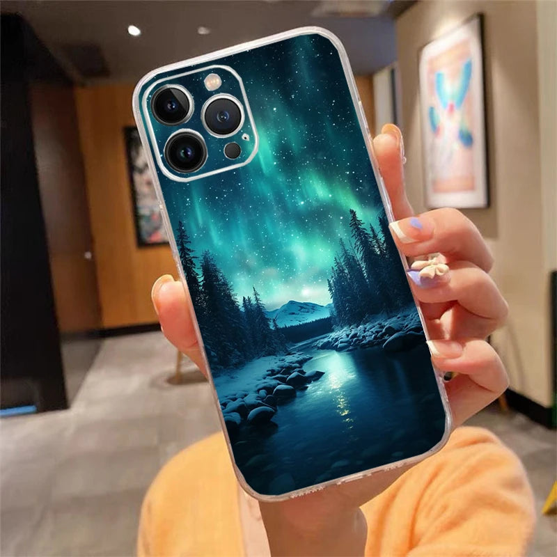 Winter Christmas Snowflake Phone Case Carcasa Funda For iPhone 17 Pro Max Air 17 16 15 14 13 Pro Max 15 16 Pro 16E Case
