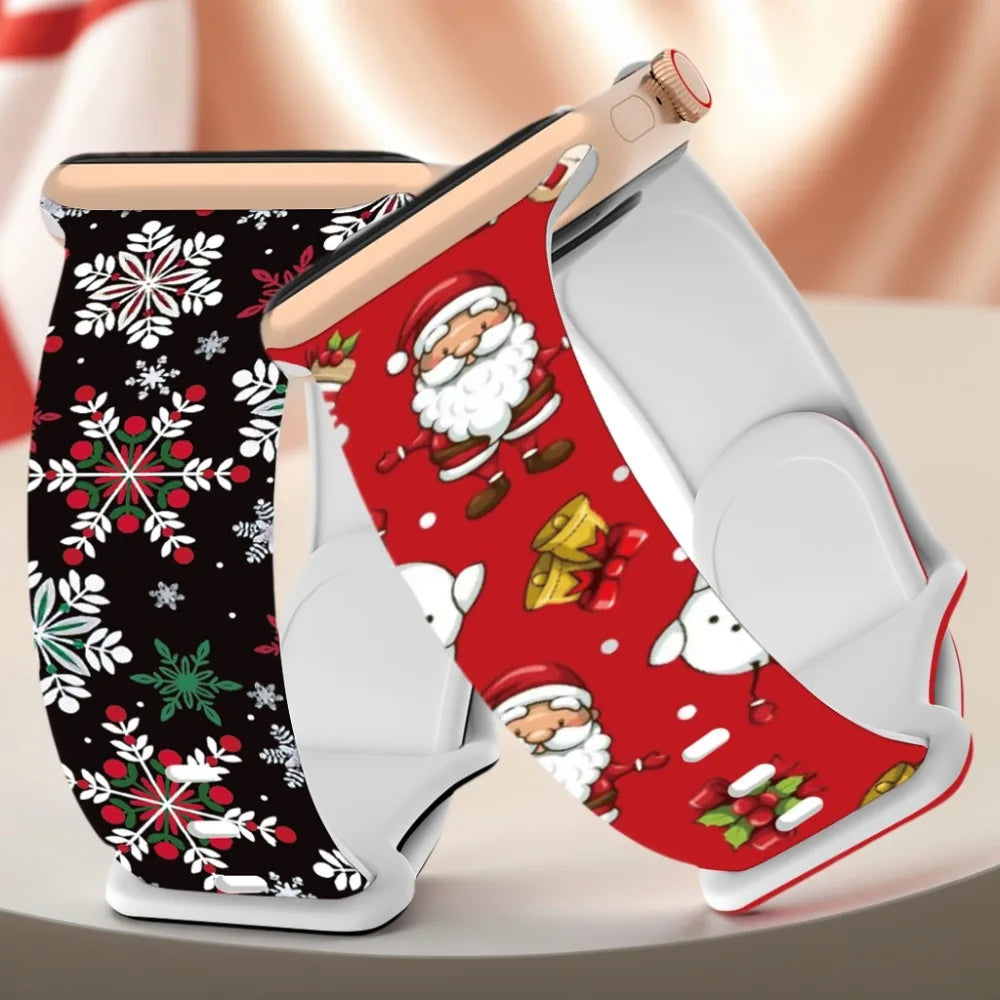 Silicone Christmas Band for Apple Watch Strap 46mm 41mm 42mm 44mm 45mm 49mm Sport Bracelet for iWatch 11 10 9 8 7 6 5 SE Ultra 3