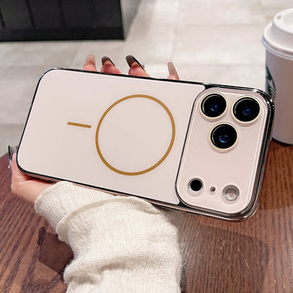 Luxury Plating Bumper Hard Case For iPhone 17 Air 16 15 14 13 12 11 Pro Max For Magsafe Magnectic Glass Camera Protection Cover