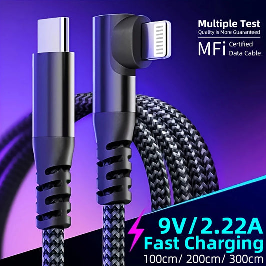 Elbow 20W USB C To Lighting Cable For iPhone 15 14 13 12 Pro Max Type C To Lighting Cable Data Wire Cord Fast Charging Cable