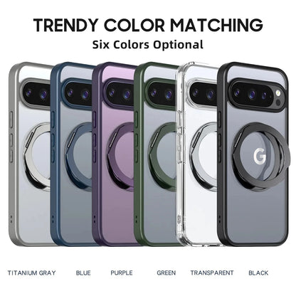 Heavy Armor Design Magnetic 360° Rotable Fold Bracket Case For Google Pixel 10A 9 A Pro XL PC+TPU Enhance Anti-drop Rugged Cover