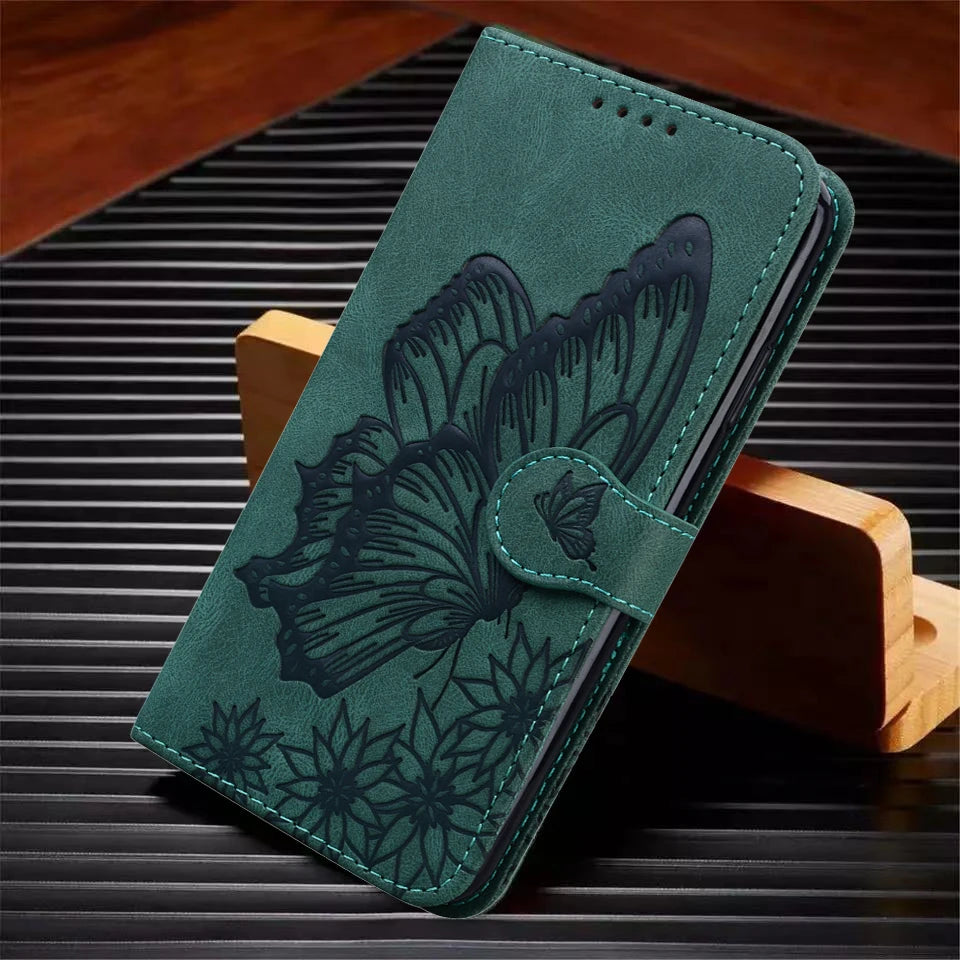 Funda S24 Flip Case for Samsung Galaxy S24 S25 Plus S23 Ultra S22 S21 S20 FE Cases Cute Cat Butterfly Leather Wallet Back Cover