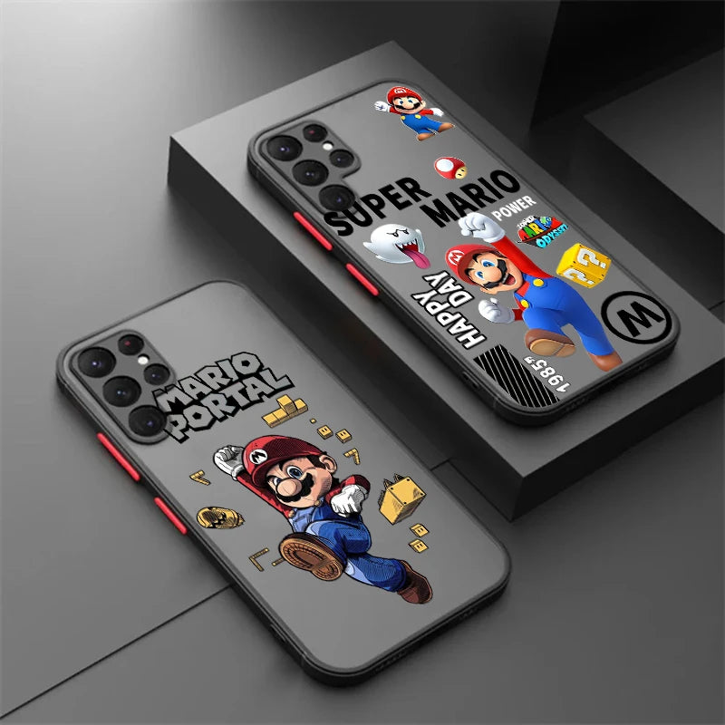 Supers M-Marios Cool Art Frosted Translucent For Samsung Galaxy S24 S23 S22 S21 S20 FE S10 S9 S8 Plus Ultra Pro 5G Funda