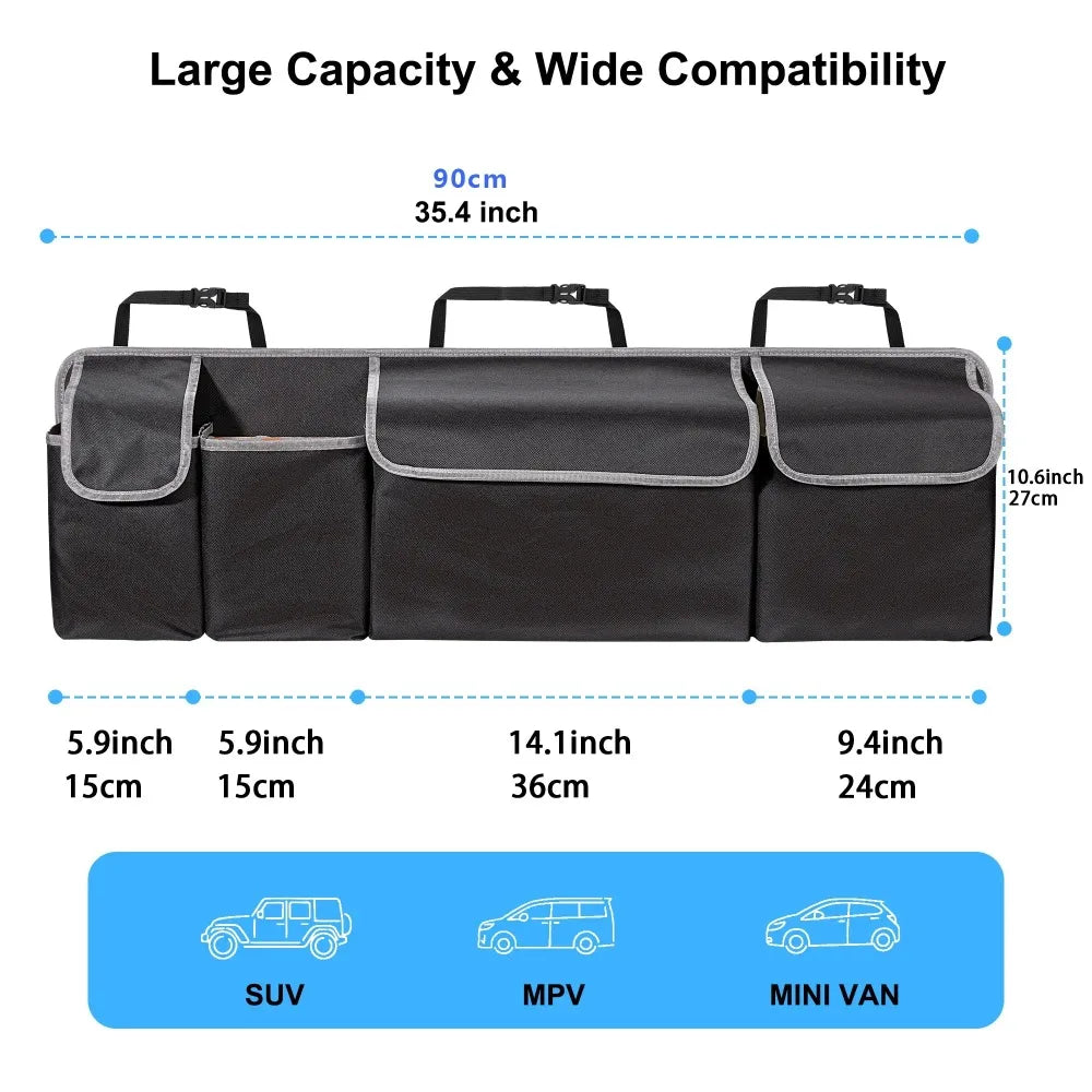 SUV Car Trunk Organizer Backseat Storage Bag Hanging Organizer for SUV Truck MPV with Multi Pockets Durable Seat Back Organizer