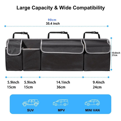 SUV Car Trunk Organizer Backseat Storage Bag Hanging Organizer for SUV Truck MPV with Multi Pockets Durable Seat Back Organizer