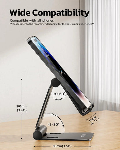 Dual Folding Cell Phone Stand, Adjustable Foldable Holder for iPhone 16/15/14/13/12/11 Pro, XS Max, Nintendo Switch & All Phones