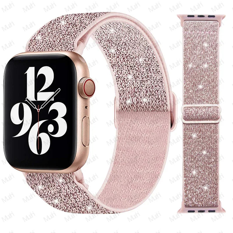 Bling Nylon Strap for Apple Watch Band 44mm 40mm 38mm/42mm bohemian Bracelet iWatch Series 7 6 5 4 3 41mm 45mm 8 9 ultra 2 49mm