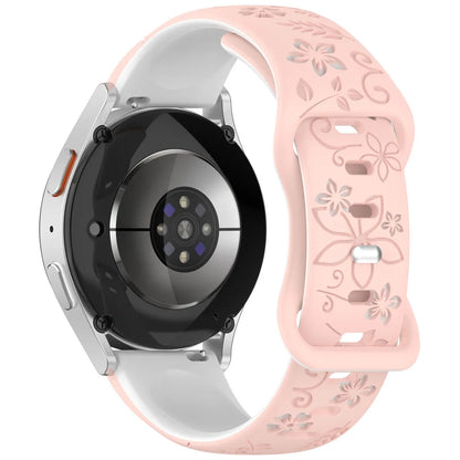 Two-color Flower Design Floral Engraved Silicone Strap 18/20/22mm, For Amazfit GTR, Huawei,Garmin Samsung Galaxy Watch 7 6 5 4