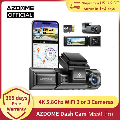 AZDOME 4K Dash Cam M550 Pro Built-in 5.8Ghz WiFi GPS Car DVR Upgrade AZDOME M550 Night Vision Parking Monitor Support Rear Cam