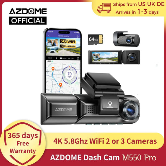 AZDOME 4K Dash Cam M550 Pro Built-in 5.8Ghz WiFi GPS Car DVR Upgrade AZDOME M550 Night Vision Parking Monitor Support Rear Cam