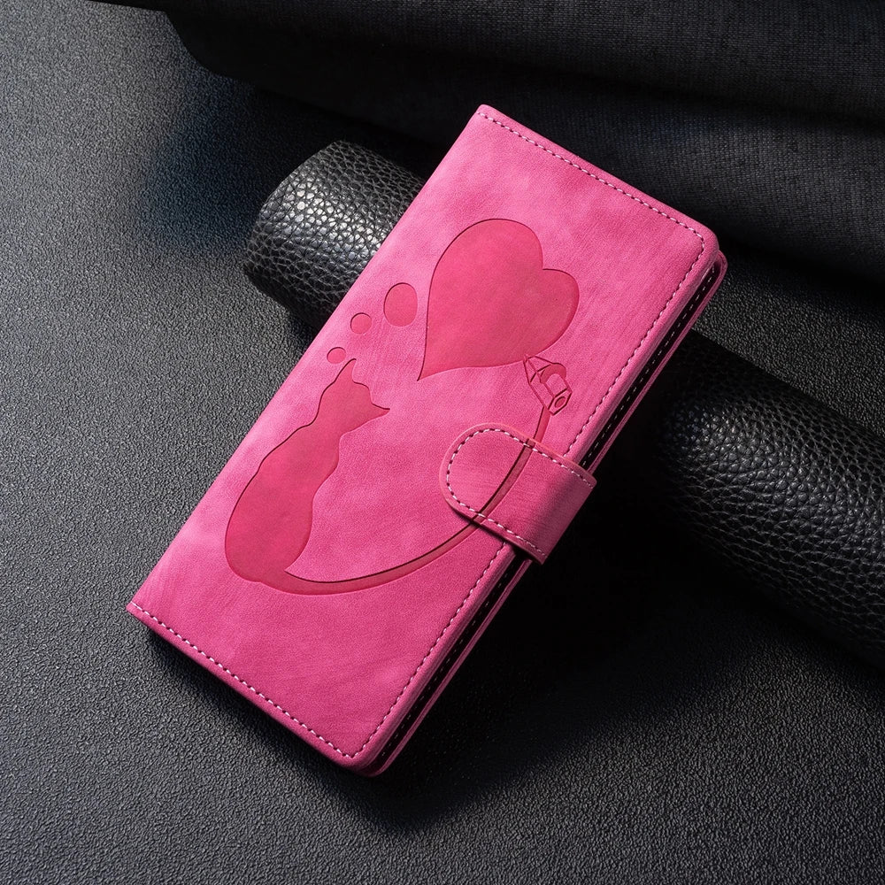 Funda S24 Flip Case for Samsung Galaxy S24 S25 Plus S23 Ultra S22 S21 S20 FE Cases Cute Cat Butterfly Leather Wallet Back Cover