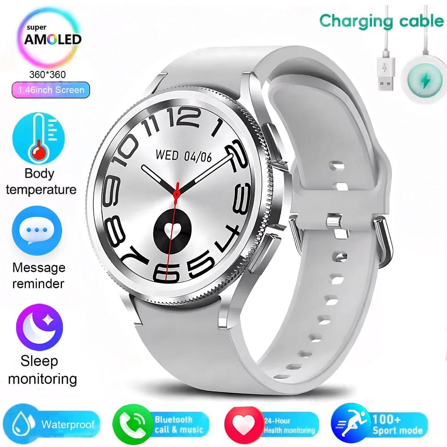 For android And iOS Watch 6 Classic Smart Watch Women Men Sports Fitness Health Waterproof Bluetooth Call Smartwatch 2025 New