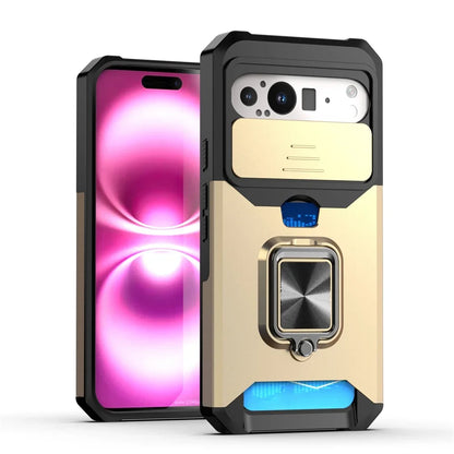 Slide Camera Protection Magnetic Phone Case For Google Pixel 10 9 8 8A Pro XL 7A 7 6 6A 5 5A Luxury Push Card Folding Ring Stand