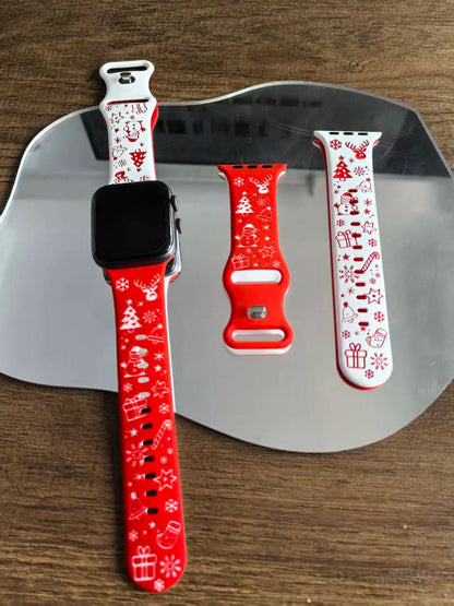 New design Christmas Band for Apple Watch Ultra 3/2/1/ Series 11/10/9/8/7/6/5/SE Engraved silicone 40/41/42/44/45/46/49mm strap