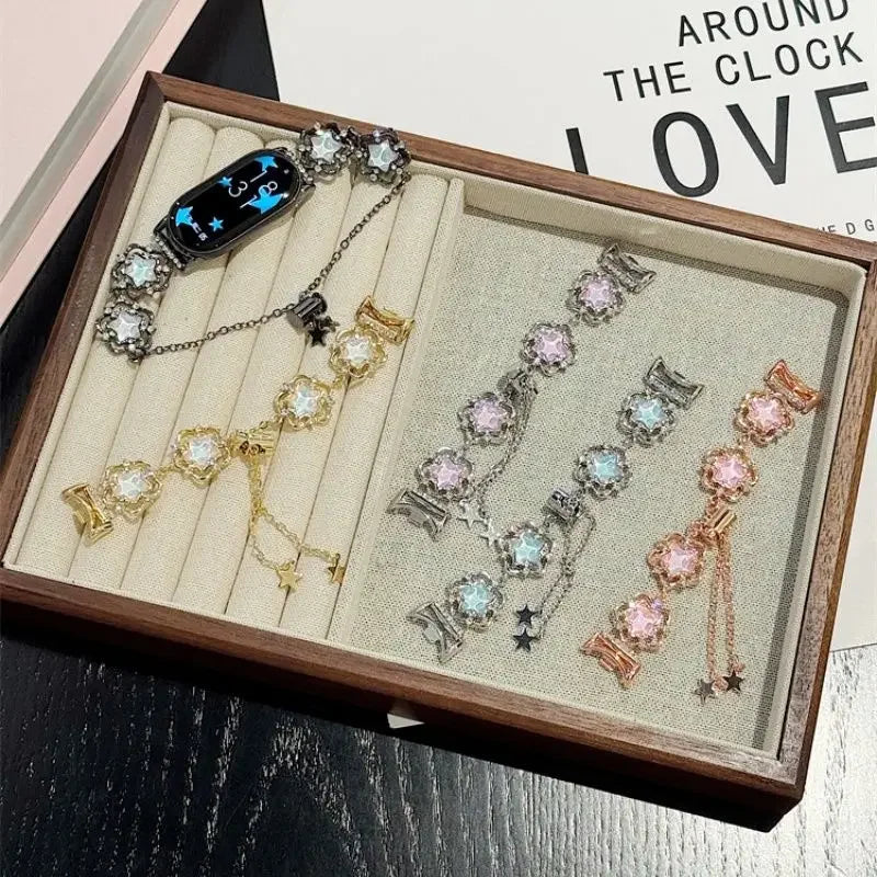 Wire frame flowing star strap suitable for Xiaomi Band 8Pro/9Pro，For Mi band 3/4/5/6/7，8/8NFC/9/9NFC/10/10NFC，For Redmi Watch5/4