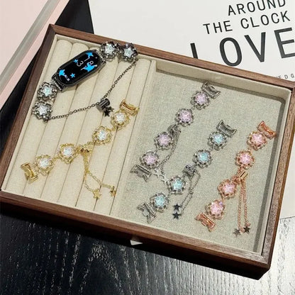 Wire frame flowing star strap suitable for Xiaomi Band 8Pro/9Pro，For Mi band 3/4/5/6/7，8/8NFC/9/9NFC/10/10NFC，For Redmi Watch5/4