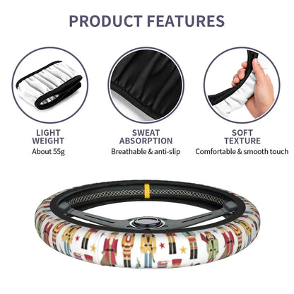 Nutcracker Christmas Tree Star Car Steering Wheel Cover 37-38 Anti-slip Nordic New Year Car-styling Steering-Wheel Accessories