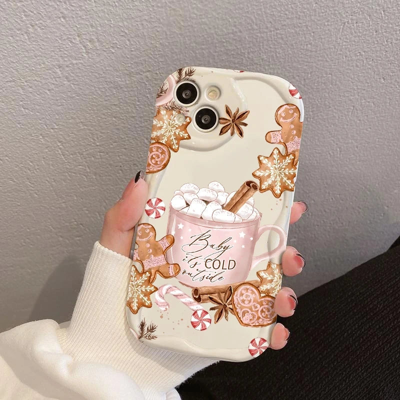 Christmas Warm Winter Coffee Gingerbread Phone Case For iPhone 17 Pro Cases iPhone 16 Pro Max XS XR 11 12 13 14 15 7 8 Plus 16E