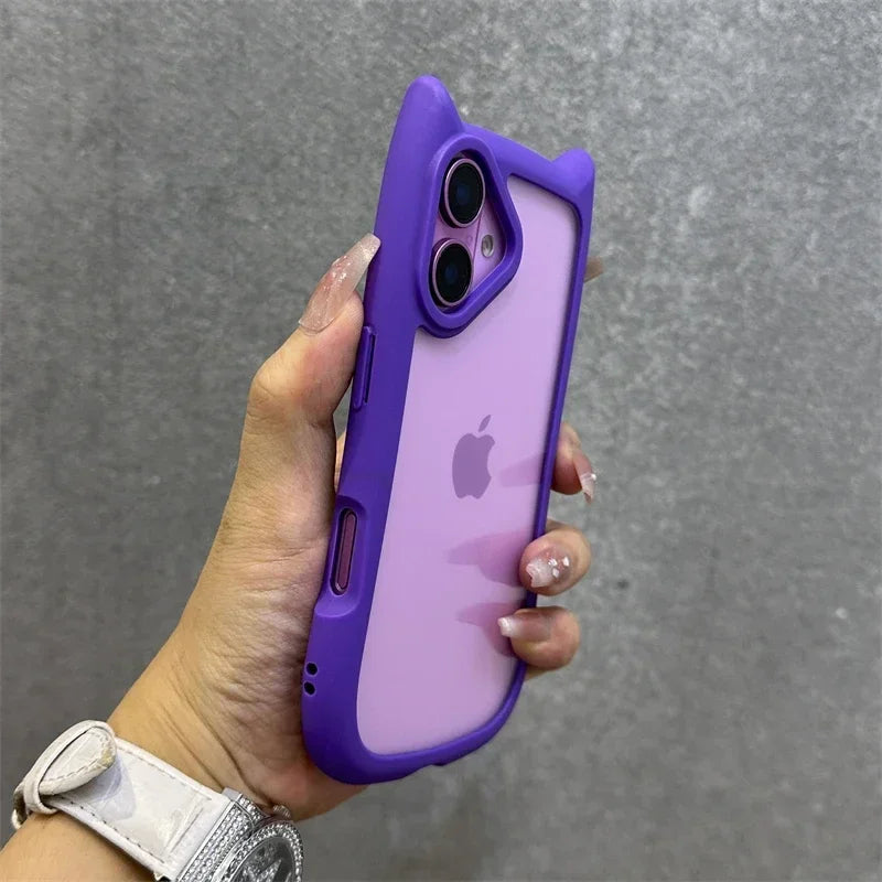 3D Cat Ear Cute Lanyard Magnetic Transparent Case For iPhone 16 15 14 13 12 ProMax Plus 11 Wristband Clear Magsafe Cover