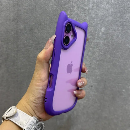 3D Cat Ear Cute Lanyard Magnetic Transparent Case For iPhone 16 15 14 13 12 ProMax Plus 11 Wristband Clear Magsafe Cover