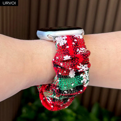 URVOI Band for Apple Watch Series 11 10 9 8 7 SE 3 Nylon loop Elastic Hairband Strap for iWatch Xmas gift red Christmas bowknot