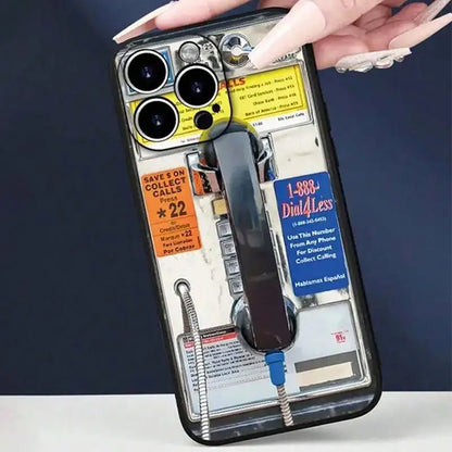 Vintage Telephone Booth Pattern Phone Case,  Fashion Phone Accessories Compatible with  IPhone 16 Pro Max 15 Pro 14Plus 13 12 11