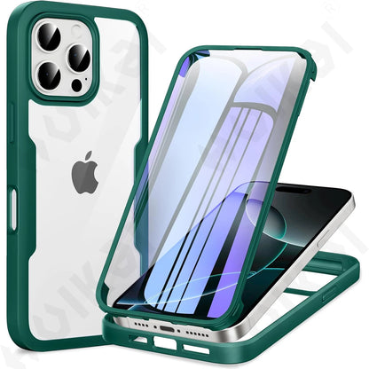 Case For iPhone 17 16 15 14 13 12 11 Pro Max Plus XS Max Plus 20245 360 Full Shockproof Silicone Screen Protection Phone Cover