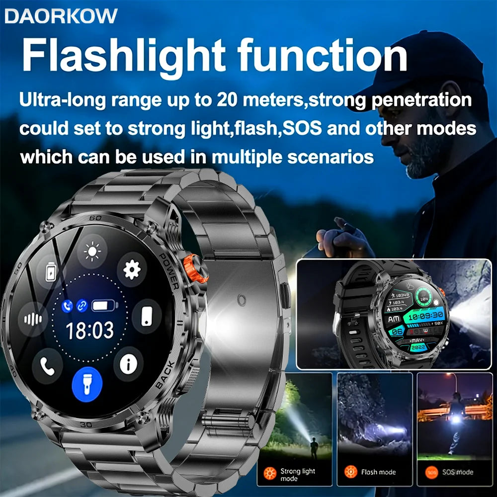 2026 New GPS Outdoor Sports Smartwatch Men AMOLED Screen NFC Flashlight Heart rate Waterproof Bluetooth Call 1000mAh Smartwatch