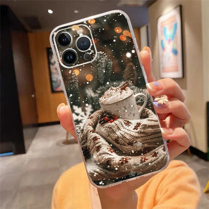 Winter Christmas Snowflake Phone Case Carcasa Funda For iPhone 17 Pro Max Air 17 16 15 14 13 Pro Max 15 16 Pro 16E Case