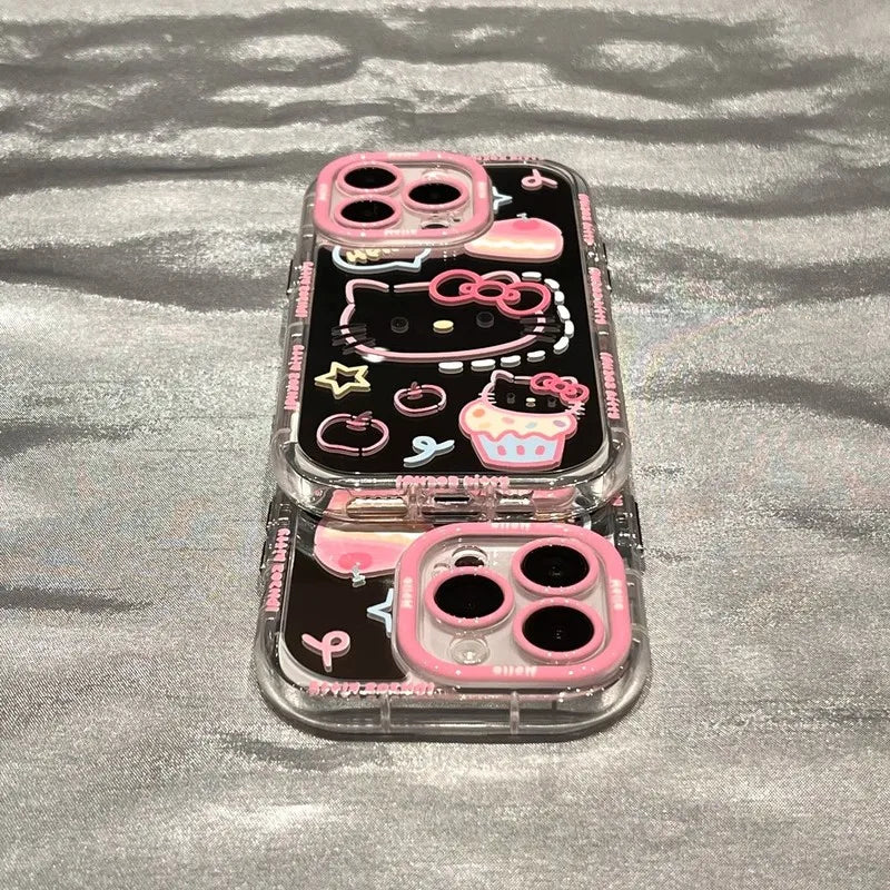 Cartoon Pink Kt Cat Phone Case Cute Mirror Highend Protective Cover Anti Fall Creative Cartoon Design Heat Dissipation New Model
