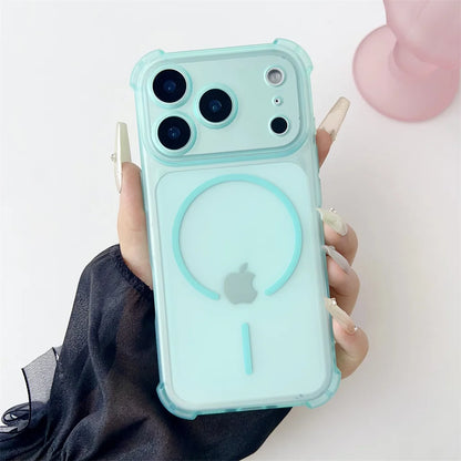 For Magsafe Clear Matte Shockproof Armor Phone Case For iPhone 17 16 15 14 13 12 Pro Max Air Plus Lens Protective Soft TPU Cover