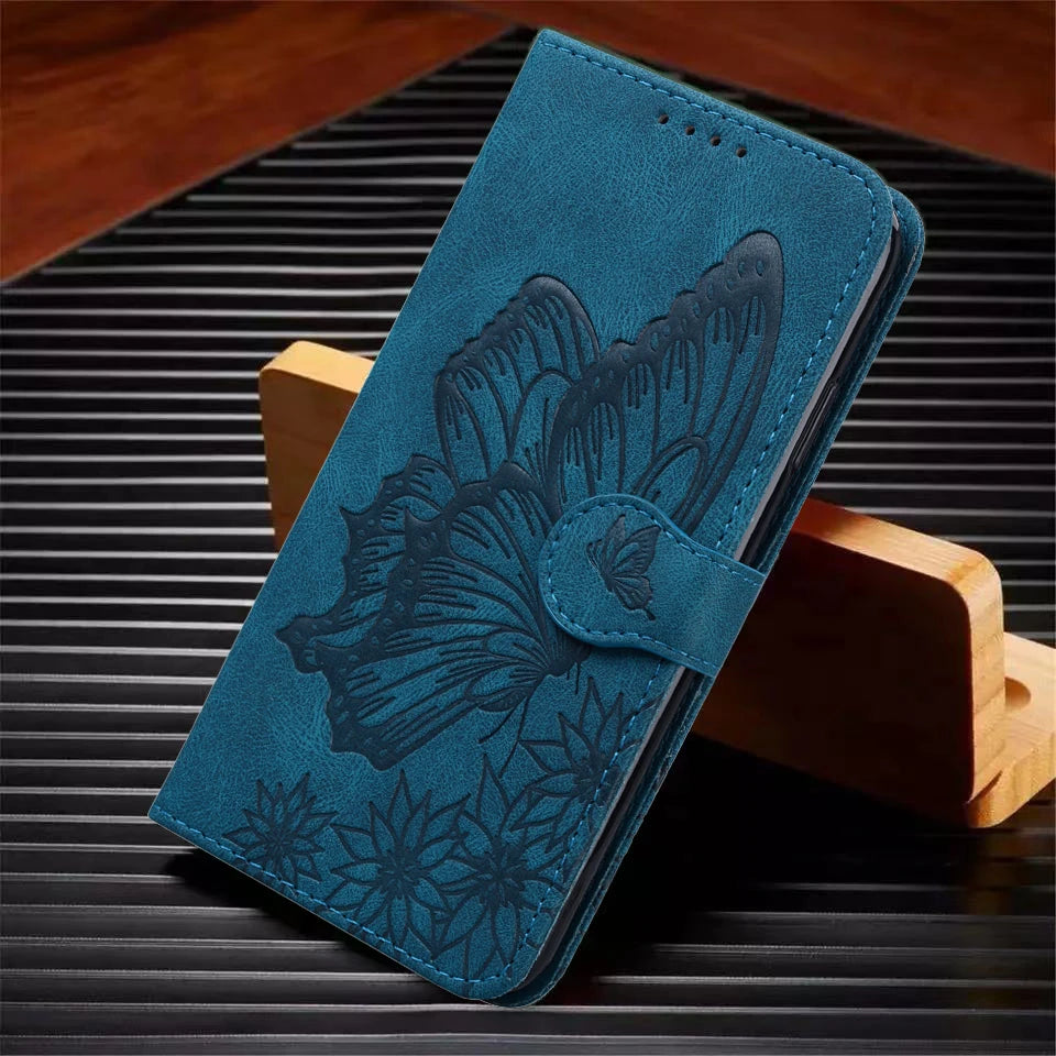 Funda S24 Flip Case for Samsung Galaxy S24 S25 Plus S23 Ultra S22 S21 S20 FE Cases Cute Cat Butterfly Leather Wallet Back Cover