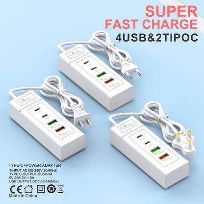 4 Ports USB Type C Charger Mini HUB 3.0 Splitter Fast Charging Wall Charger Phone Adapter For iPhone Xiaomi Samsung Power Socket
