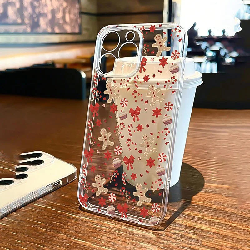 New Year Christmas Gift Santa Claus Clear Phone Case For Samsung Galaxy S25 S24 S23 S22 Ultra Plus S22+ S23+ S24+ S25+ Covers