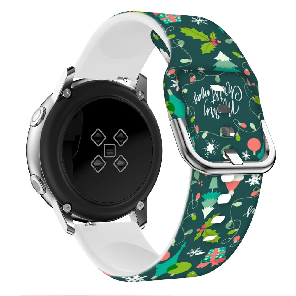 20mm 22mm Christmas Silicone Strap For Huawei Watch GT6-5-4-3 46mm Samsung Watch 7 6 5 4 Bracelet Wristband Amazfit GTR/GTS Band