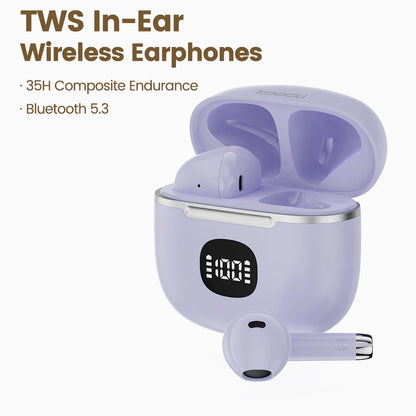 Toocki 06C Bluetooth 5.3 Wireless Headphones Power Digital Display 35hours Endurance Gaming Headsets Waterproof Sports Earbuds