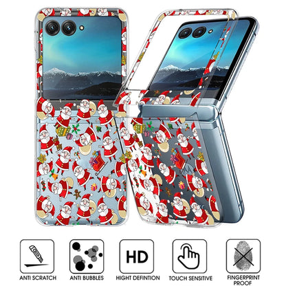 Christmas Phone Case For Motorola Razr 50 40 Ultra Razr 60 Ultra 50 40 Clear Hard PC Folding Shockproof Snowman Patterned Cover