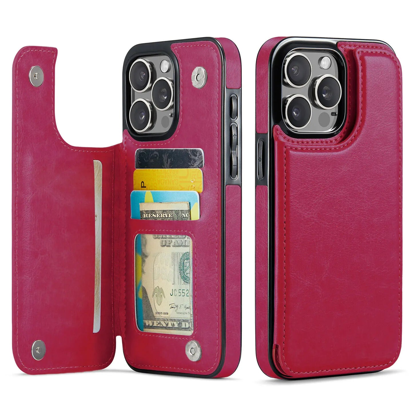 Wallet Card Holder Case for iPhone 16 15 14 13 12 11 Pro Max XS XR Leather Cover