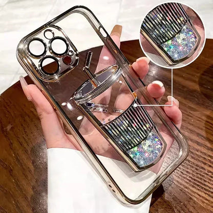 New Plating Ultrathin Antiskid Case For iPhone 16 15 14 13 12 11 Pro Max Plus Transparency Soft TPU Lens Film Protect Cover Pink